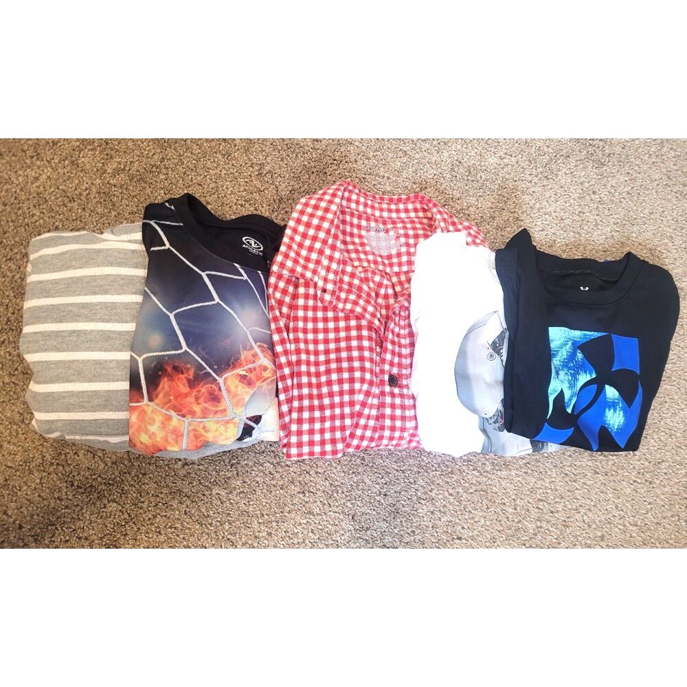 Boys 4T Fall Winter Shirt Bundle 5 Pc Under Armour Athletic Button Up Lot